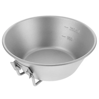 Titanium Bowl Pot With Foldable Handle Single Wall Titanium Cooking Tableware - Image 1 of 4