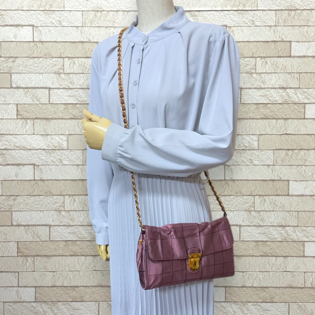 Prada Shoulder Bag Nylon Jacquard Pink Women s PRADA Used thumbnail 2