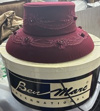 Ben Marc Church Wedding Kentucky Derby Fancy Wide Brim Hat Burgundy