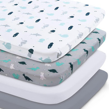 Bassinet Sheet 4 Pack for Baby Boys or Girls, Bassinet Sheets Ultra Soft Univers