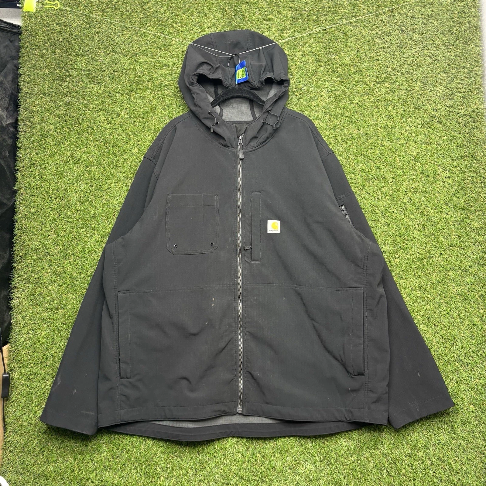 Carhartt Storm Defender Rain Jacket Mens 3XL Waterproof Hooded Black Outdoor