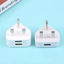 UK Mains 3 Pin Plug Adapter Wall Charger 1/2/3-Port Dual USB For Phones Tablets