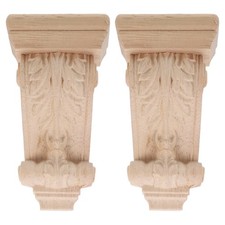 2 Pcs Carved Solid Wood Capital Rustic Corbels Shelf Brackets Carving