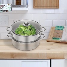 5 Tier 26cm Stainless Steel Steam Cooker Steamer Pan Cook Food Veg Pot Set LARGE