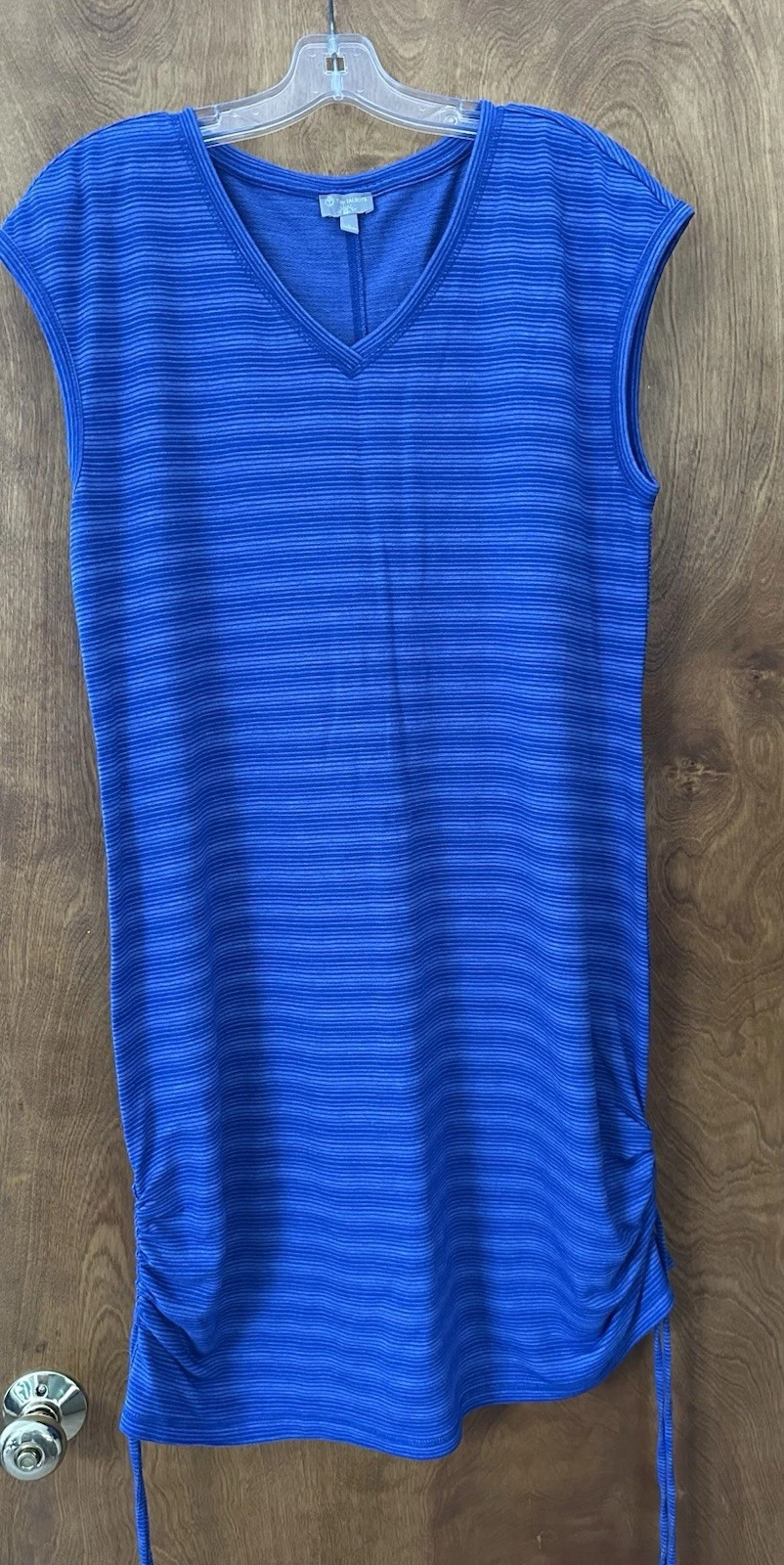 T by Talbots Sun Tunic • Striped UPF 50+ Top • Size L • Navy Blue • Adjustable