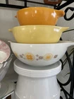 Vintage Pyrex Town & Country Cinderella Nesting Mixing Bowls - Set of 3