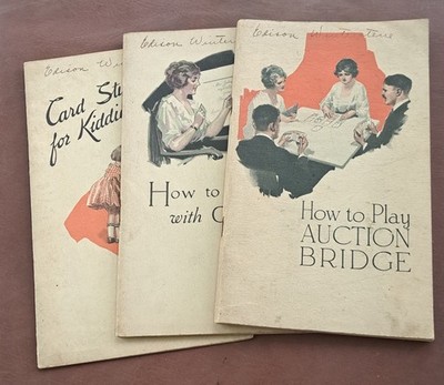 1920's U. S. Playing Card Co. Booklets. Auction Bridge, Card Stunts For Kids,...