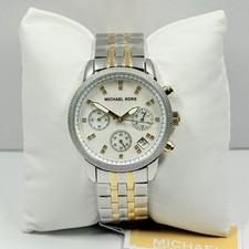 Michael Kors Ritz MK5057 Chronograph MOP Dial Two Tone Bracelet Women’s Watch