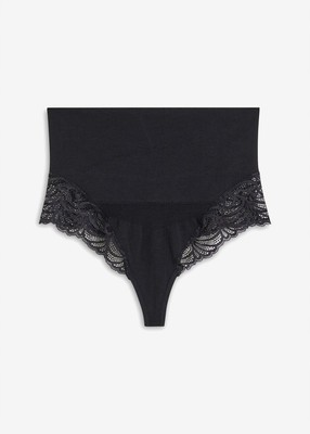Damen Seamless Shape-String mit Spitze und mittlerer Formkraft Gr. L Schwarz Neu