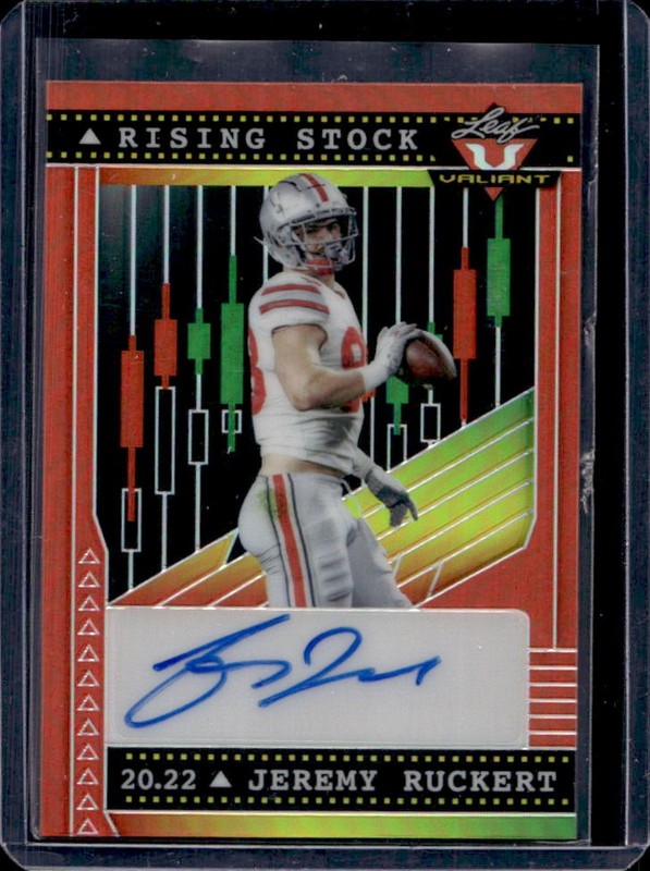 2022 Leaf Valiant Jeremy Ruckert Rising Stock Auto Red Rookie RC #/6 Buckeyes