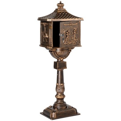 Large Post Mailbox with Post & Baffle Door, Heavy Duty Mail Box Cast Aluminum