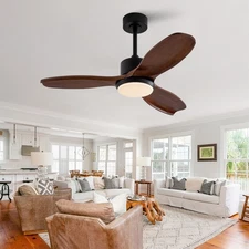 42" Wood Ceiling Fan with Lights Remote Control Quiet DC Motor 3 Blade