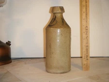 Antique stoneware soda or beer bottle, blue lettered shoulder