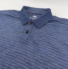 Tommy Bahama IslandZone Polo Shirt Men  s Large Blue Striped Golf Performance