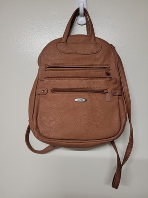 MultiSac Major Backpack Brown Faux Leather Adjustable Strap Zip Bag 11''x 10''