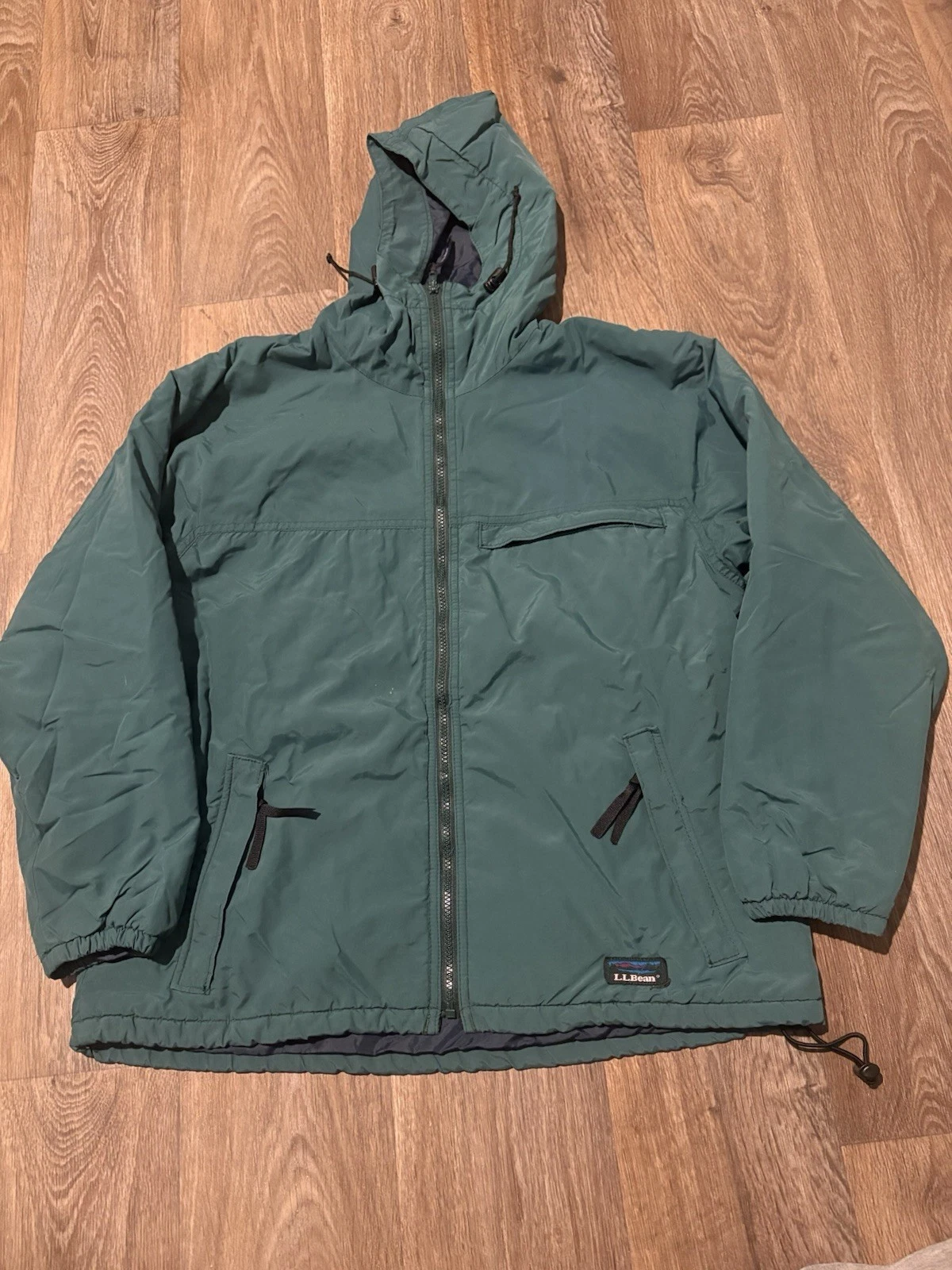 LL Bean VTG Hooded Windbreaker Snow Ski Parka Jacket Medium Green Thinsulate