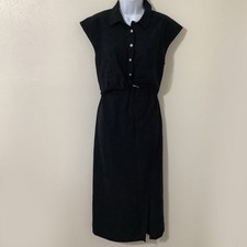 Old Navy Black Minimalist Button Top Cutout Cottagecore Simple Midi Dress M