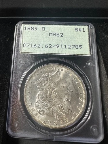 1885-O S $1 PCGS MS62 IN A RATTLER HOLDER