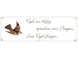 Metallschild Shabby Blechschild Vogel Im Kafig Freie Vogel Fliegen Zitat Spruch Ebay