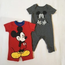 DISNEY BABY SZ 3-6 Month Gray and Red One-Piece Rompers-2 Item set