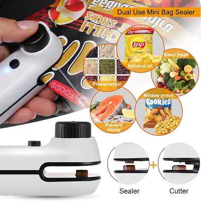Rechargable 2 In 1 Bag Mini Heat Sealer, Storage Bag Plastic Package Snack Seale