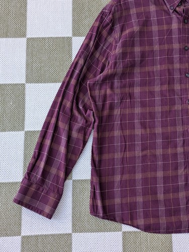 Dockers XXL Burgundy Plaid Check Long Sleeve Button Up Shirt 18.5 Bamboo Blend - Picture 4 of 16