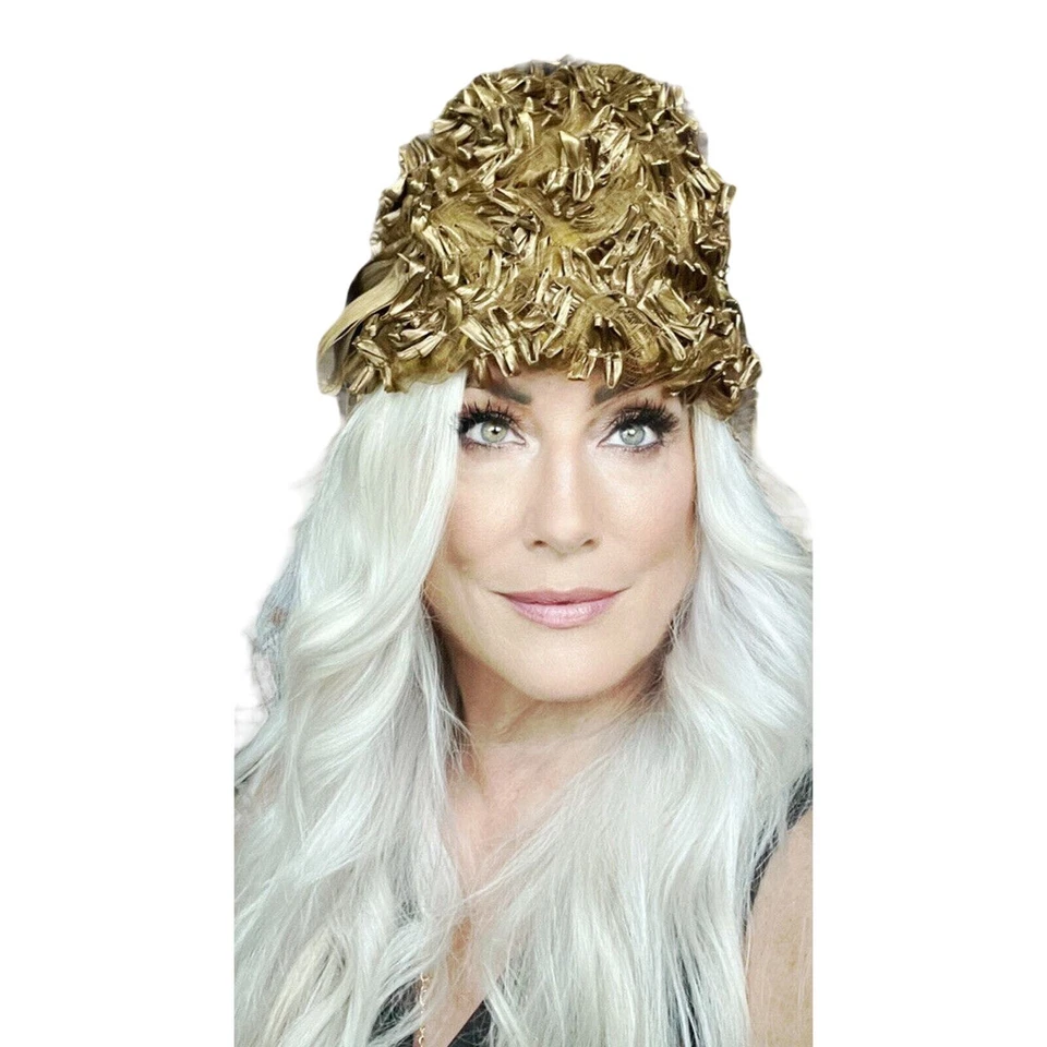 Sombrero de Paja Schiaparelli De Colección Alto Mod Arquitectónico Sombrero de Cubo Años 60 O/S Foto 2 de 4