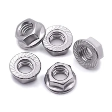 1/4-20 Serrated Flange Hex Lock Nuts, 304 Stainless Steel 18-8 Anti... Fast Ship