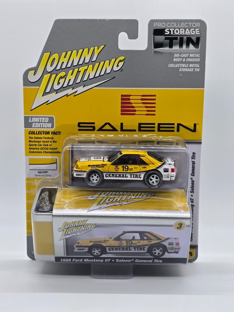 88 SALEEN GENERAL TIRE SCCA #19 RACE MUSTANG JLIGHTNING 1:64  w/ Collective Tin