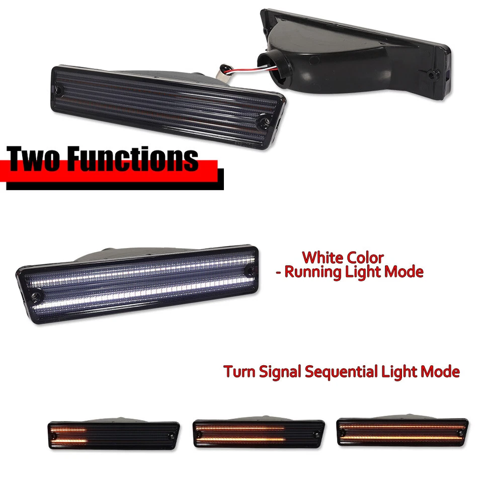 Smoke Switchback LED DRL Turn Signal Lights For 81-88 Oldsmobile Cutlass Supreme - Image 2 of 4