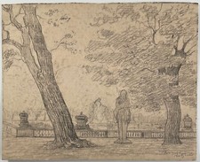 Listed French Artist Gustave Poetzsch (1870-1950) Signed Drawing w/ Provenance