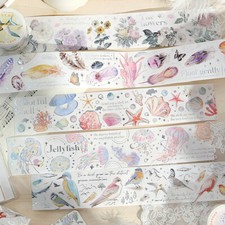 Cinta adhesiva para pájaros de plumas de flores Washi cinta adhesiva de diario álbum pegatina decorativa