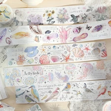 Flower Feather Bird Adhesive Washi Masking Tape Journal Album Decorative Sticker