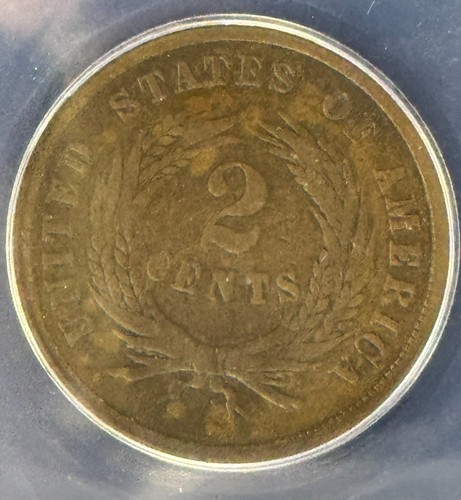 1864 Small Motto Scratched 2 Cent Graded VG 10 Details ANACS- Good Eye Appeal - Picture 4 of 4