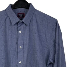 UNTUCKit Mens XL Slim Fit Polka Dot 100% Cotton Long Sleeve Button Up Blue