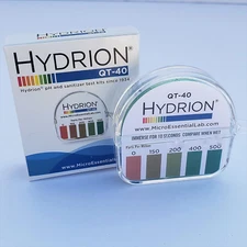 Micro Essential Labs Hydrion QT-40 Quaternary Sanitizer Test Tape 15 Feet Roll Q