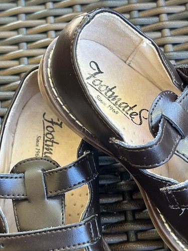 Footmates Double T Strap Shoes 7 M Mary Jane Danielle Leather Holiday 2215 Brown - Picture 4 of 5
