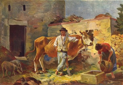 MALTA. Bauernhofszene (Dingli) 1927 altes Vintage Druckbild