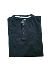 NWT Kenneth Cole Men's Slim Fit Techni-Cole Stretch 3 Button T Shirt Black Large
