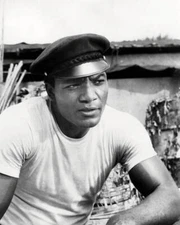 American actor Jim Brown on the set of an unspecified film 1965 Old Photo