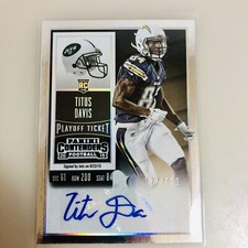Titus Davis RC Rookie 2015 Contenders Playoff Ticket Autograph 177/199 Jets