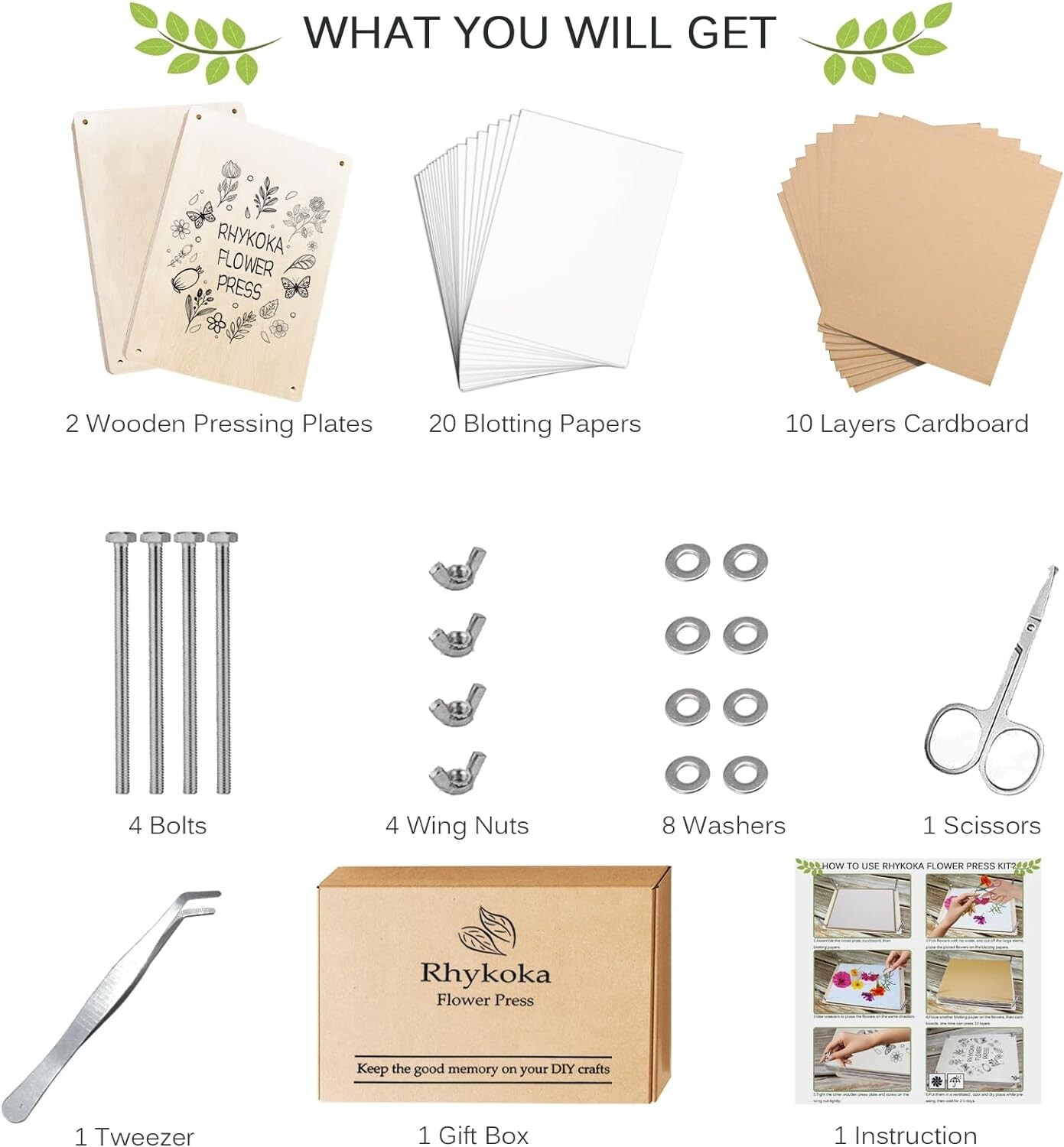 Rhykoka Large Flower Press Kit for Adults, 10 Layers 30 x 21 CM DIY