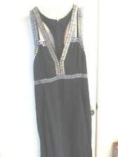 ladies evening gown silver beading high low lined zip back NWT excellent conditi