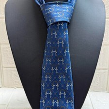 Gucci Tie Horsebit Pattern 100 Silk Blue Necktie Made In Italy GG LOGO  2
