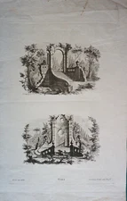 François GODEFROY (1743-1819) LARGE LITHO SEASCAPE BOAT TREE VILLAGE