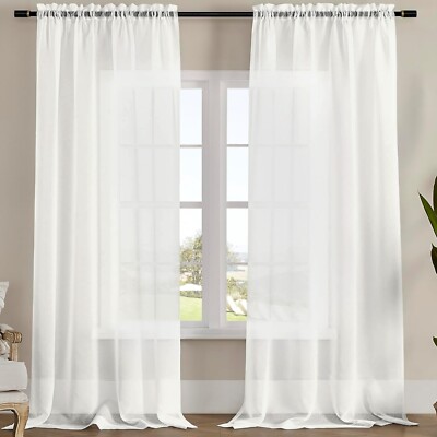 63'' Inches Long - 2 Panels Sheer Window Rod Pocket Curtain Set