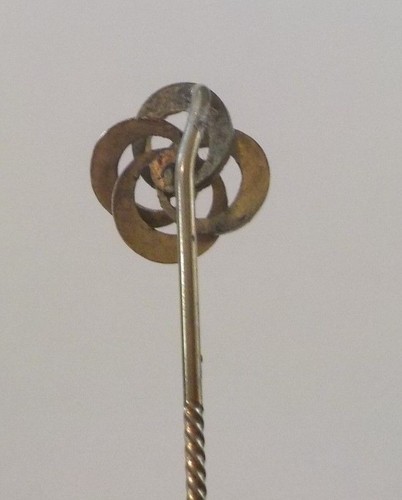 Antique Estate Stick Pin, Gold Plated with Pearl - Afbeelding 6 van 9