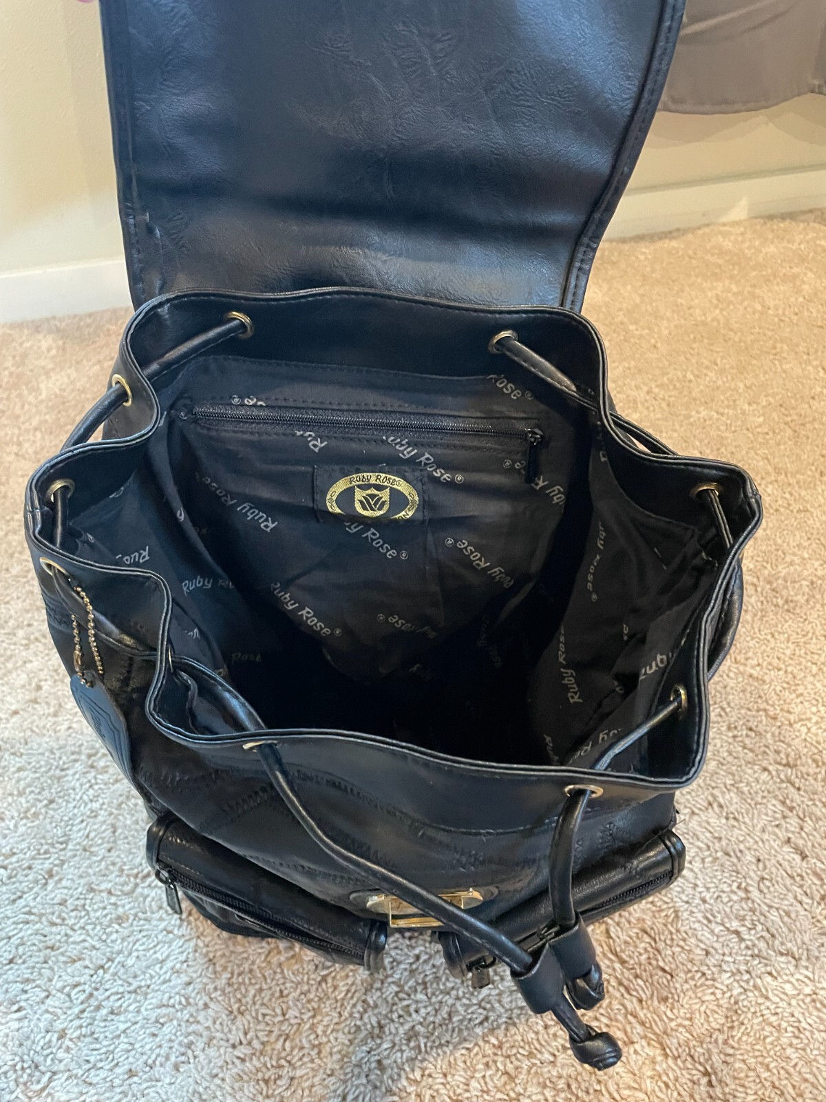 Ruby Rose Collection Black Leather Backpack - image 3