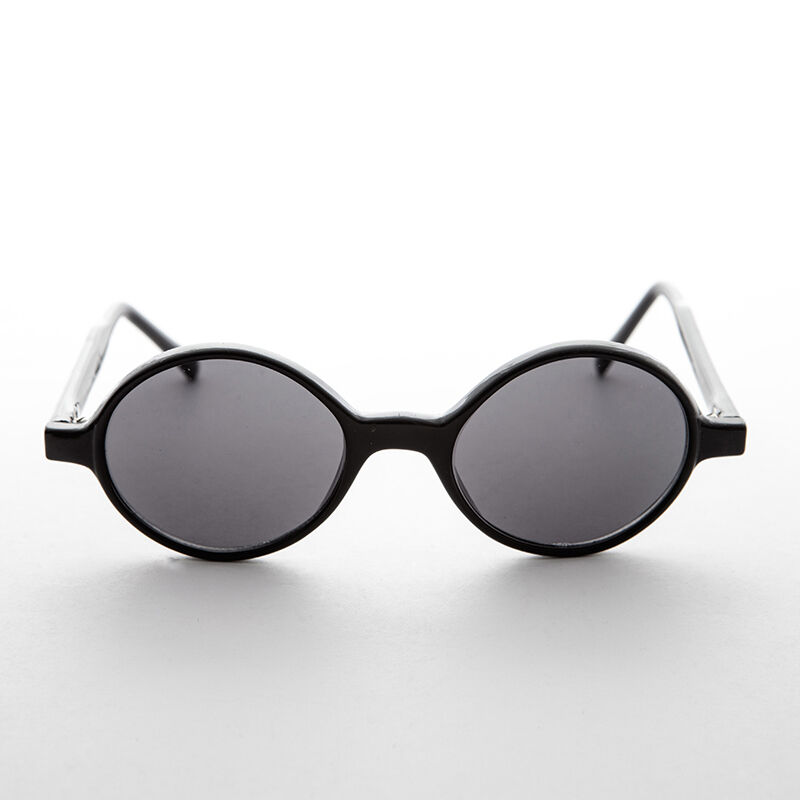 Mod Vintage Sunglasses Round Black Frame and Gray… - image 1