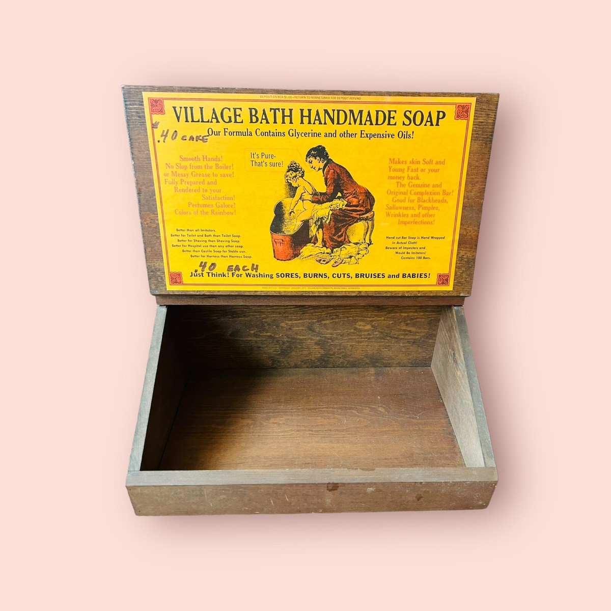 Country Store Vintage Village Bath Handmade Soap Box USA 1971